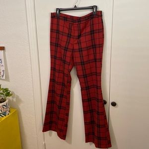 Red plaid flares